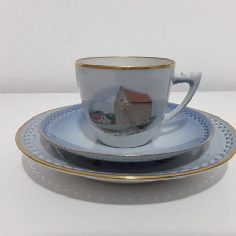 CK07150N Vintage Copenhagen Porcelain Trio Set Cup Saucer And Dessert Plate